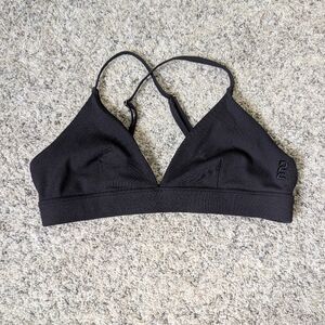 P.E Nation Black Ribbed Triangle Sports Bra
